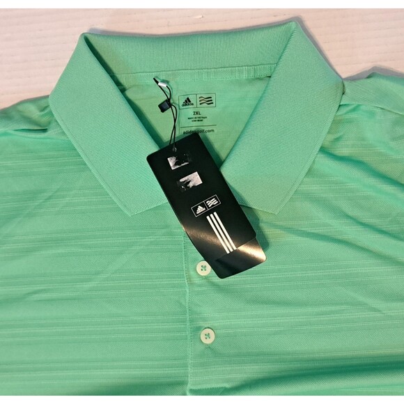 ADIDAS Golf NEW Men's Size 2XL XXL Dri Fit Polo Sport Shirt Green Stripe Coach - Picture 3 of 5